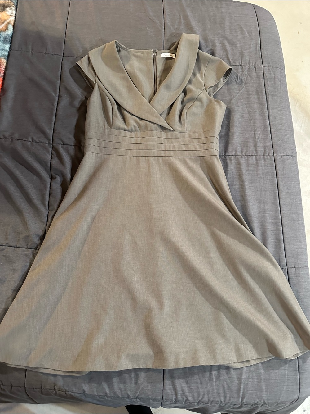Calvin Klein Grey Fit-and-Flare Midi Dress